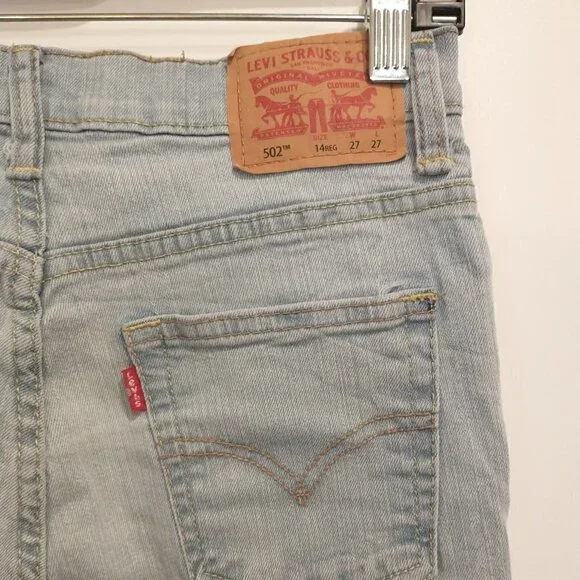 Levi's 502 Regular Taper Jeans Size 14 Reg 27x27 Boys Blue Denim Jeans - Picture 8 of 15